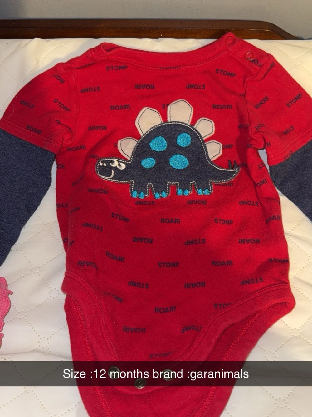 Garanimals Red One-Piece with Navy Dino Applique